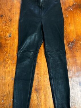 H&M Black Genuine Leather Skinny Pants